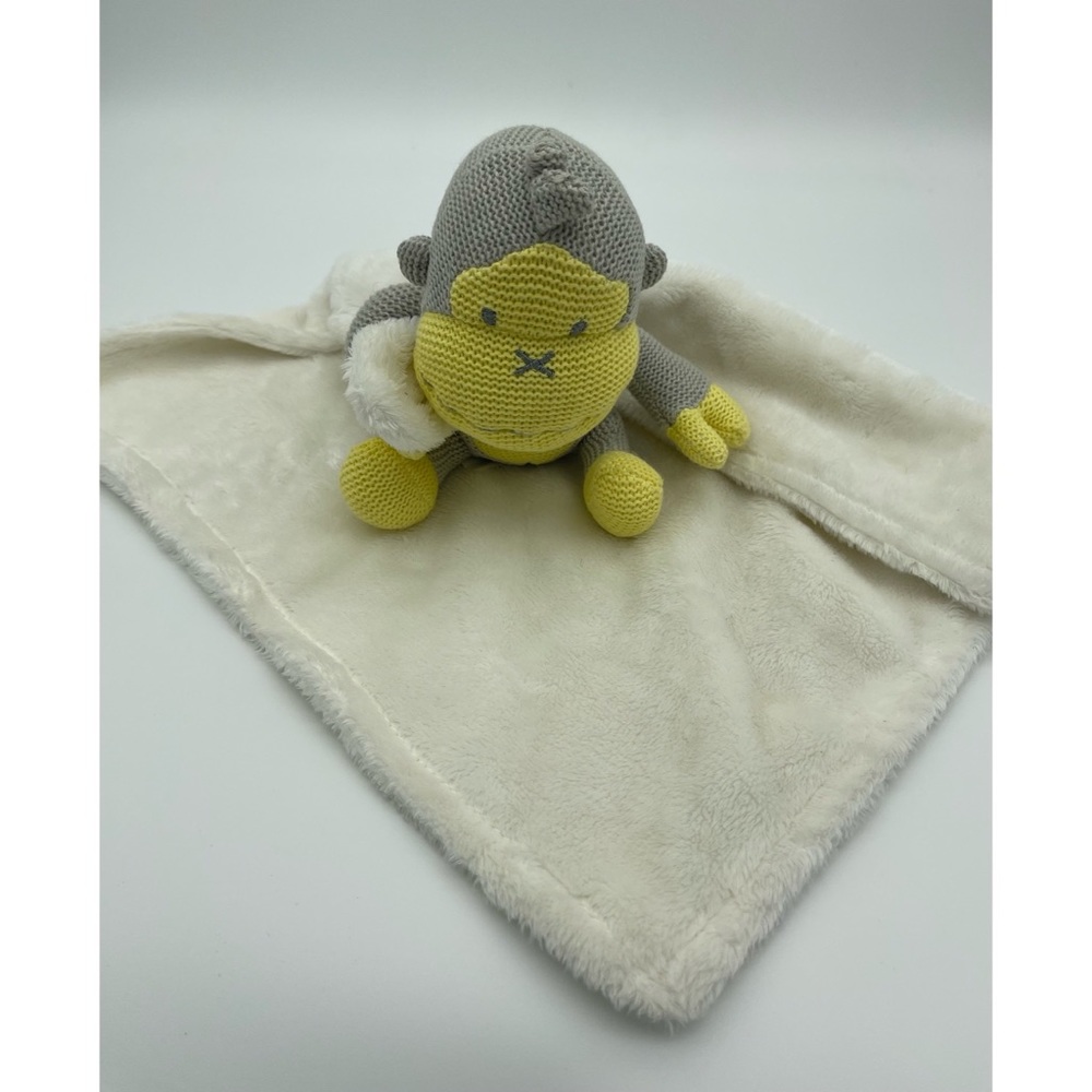 Sun Bum Baby Bum Duke The Knit Monkey & Blanket Lovey Security Toy Grey Yellow